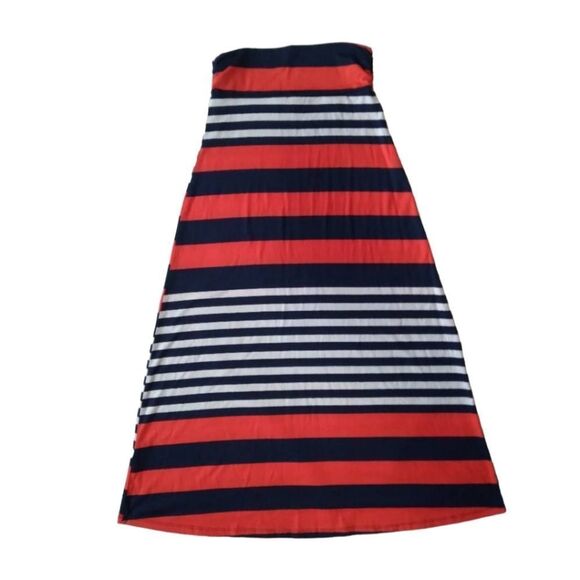 Pink Blush Horizontal Striped Red White & Blue Maxi Length Skirt Women's Medium - Picture 2 of 11